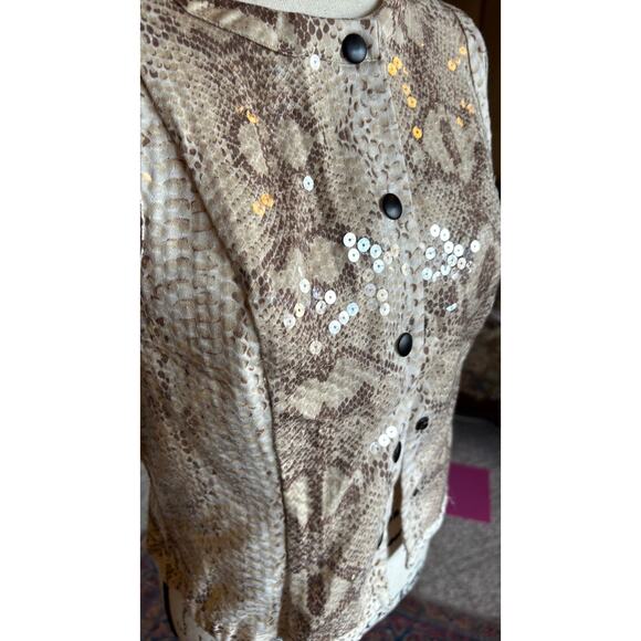 Vintage 80s domallo sequin snakeskin print vest - Picture 3 of 6